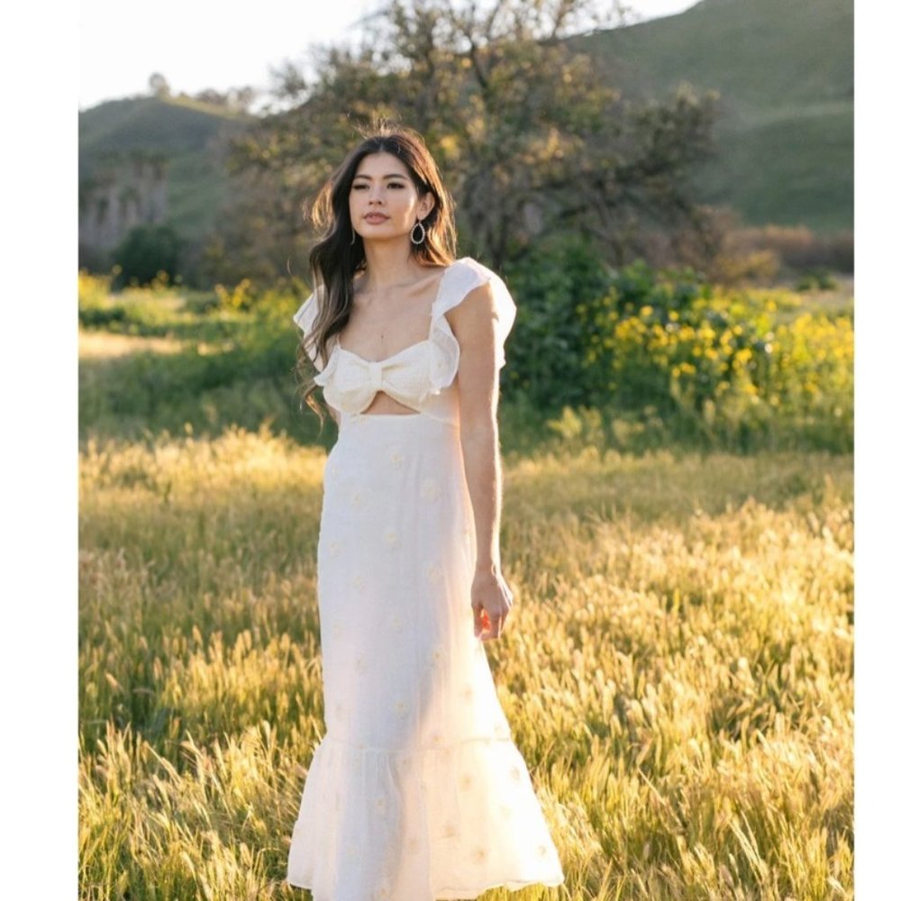New Ivory Smocked Floral Dress